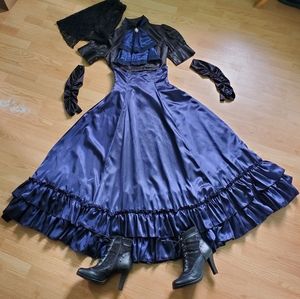 Navy Blue Gothic Aristocrat Bustle Skirt by Retroscope Fashions, size US XS